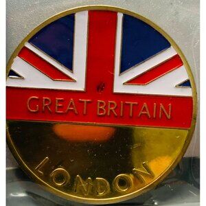 Gold Plated Great Britain London Souvenir Coin Featuring Union Jack Flag & Tower